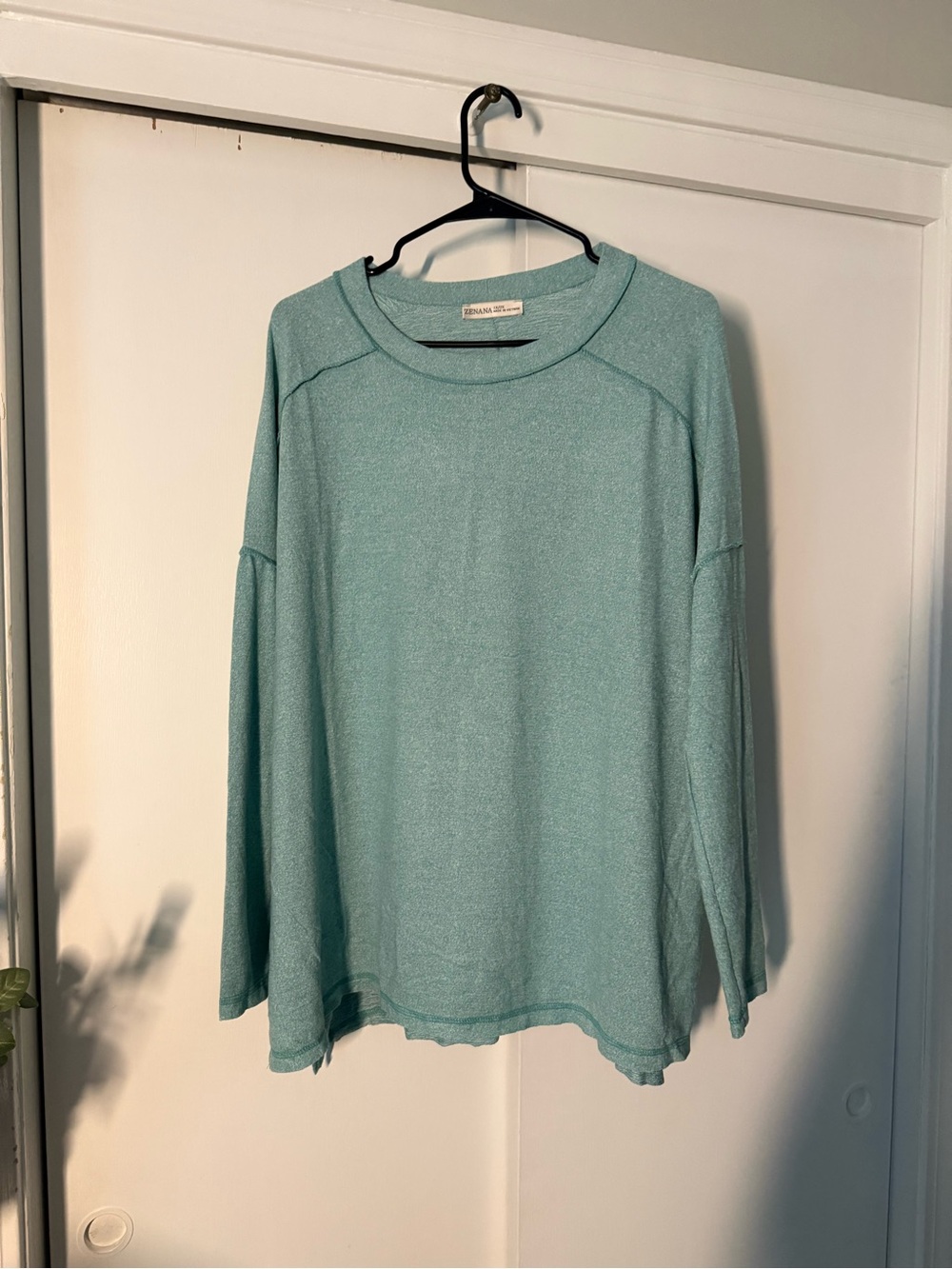 NIC+ZOE Lightweight Aqua Crewneck Sweater